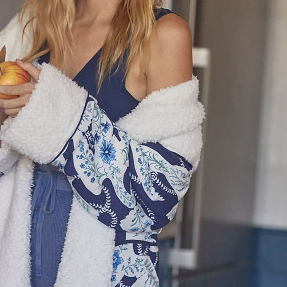Anthropologie Kelly Louise Judd Other - Anthropologie Kelly Louise  Judd Sherpa Lined Robe Blue Size M/L